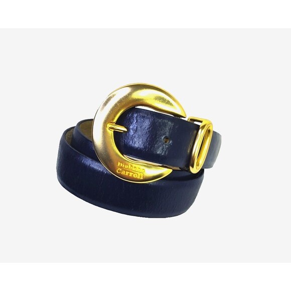 Diahann Carroll Bonded Leather Women Black  Belt Gold Buckle Size XL ( 33" -37") - Picture 1 of 9
